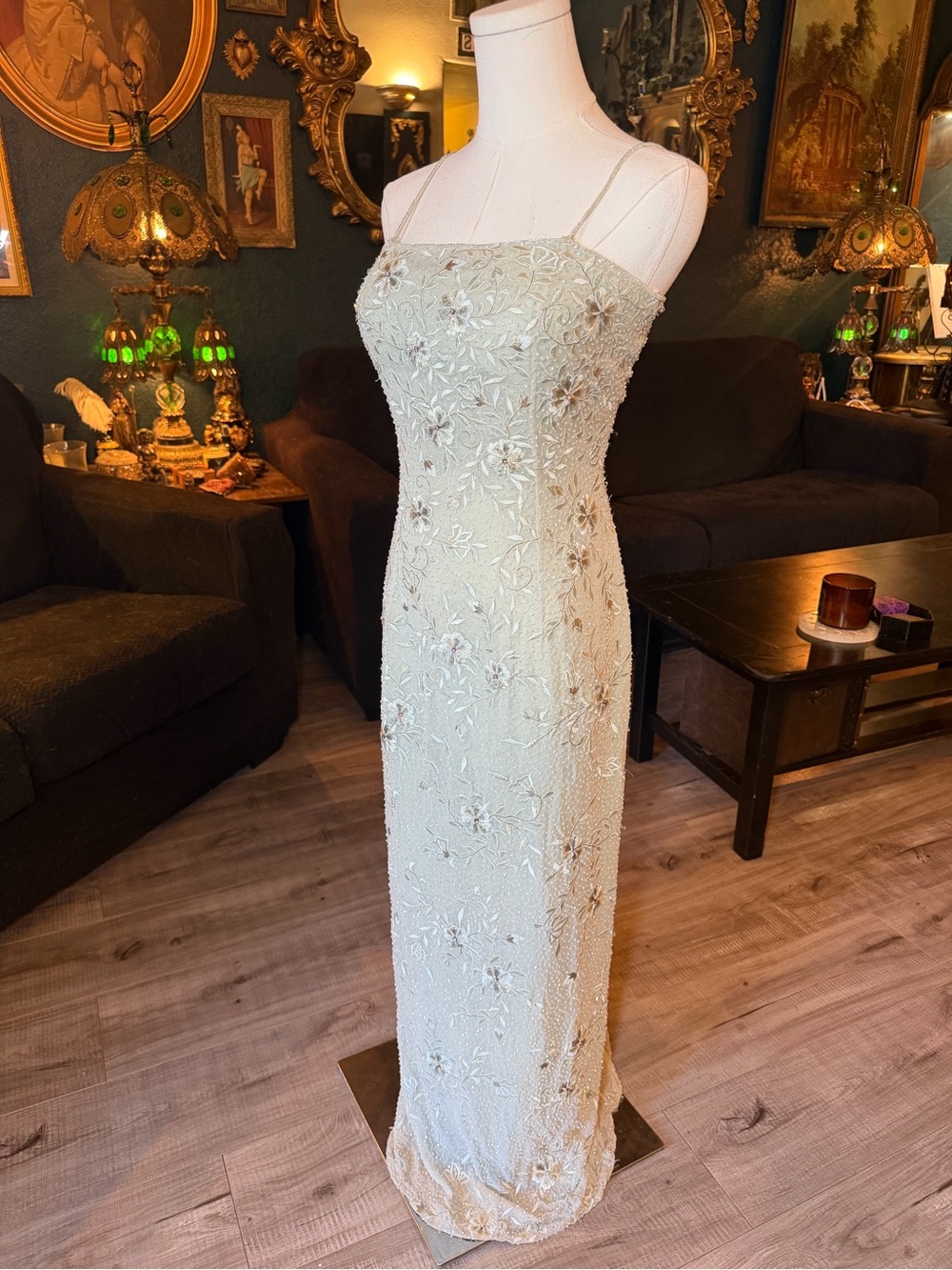 Vintage Montage Beaded Silk Evening Gown | NWT | Size Small (4–6)